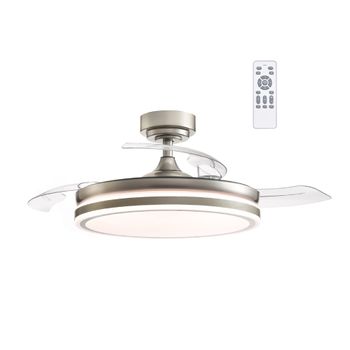 Ventildor De Techo Con Luz Y Aspas Plegables Wonderlamp Perla - Níquel Ø106cm