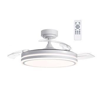 Ventildor De Techo Con Luz Y Aspas Plegables Wonderlamp Perla - Níquel Ø106cm