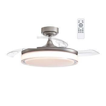 Ventildor De Techo Con Luz Y Aspas Plegables Wonderlamp Oroel - Níquel Ø106cm