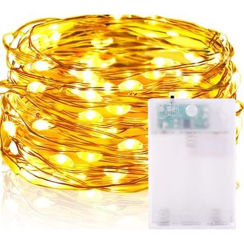 Led Luz De Navidad La Secuencia Del Cobre 20l De Batería 2aa Blanco 2m