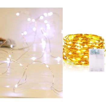 Led Luz De Navidad La Secuencia Del Cobre 100l De Batería 3aa Blanco 2m