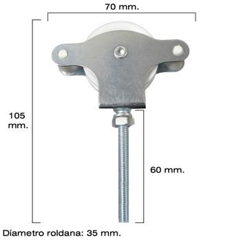 Polea Tendedero Zincado 60 Mm Roldana Plã¡stico Con Tornillo - Neoferr..