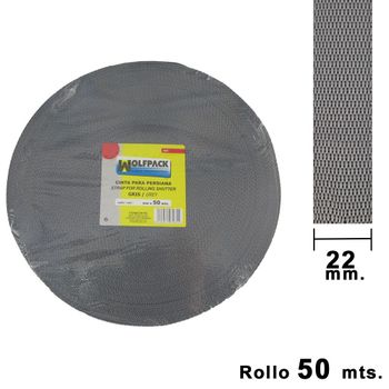 Cinta Persiana Gris 22 Mm. Rollo 50 Metros - Neoferr