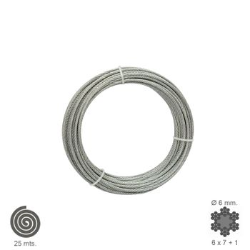 Cable Galvanizado    6 Mm. (rollo 25 Metros) No Elevacion