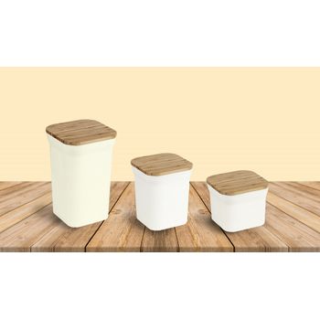 Set De 3 Botes Blancos De Bambu - S+m+l - Jocca