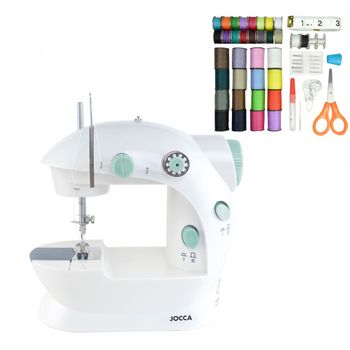 Maquina De Coser De 18*20*13 Con Kit De Costura Jocca - Blanco Y Azul