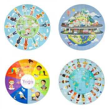 Puzzle Circular De Madera Surtido: Profesiones, Culturas, Vehículos, Yoga Y Colores 58 Cm Diámetro Jocca