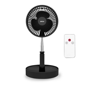 Ventilador De Pie Con Mando A Distacia, Recargable, 3 Velocidades, Plegable Jocca - Negro