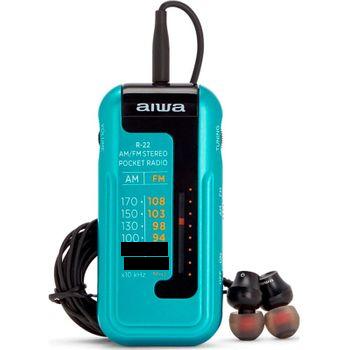 Aiwa +26542 #14 R 22 Turquesa / Radio Fm Am Portátil Rs-22tq