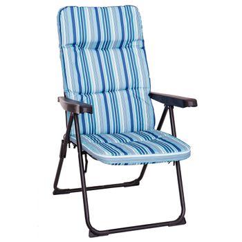 Sillón De Playa Y Camping Acolchado De 4 Posiciones Azul Deacero Y Lona De 62x59x108 Cm