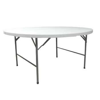 Mesa De Catering Redonda Doble Plegable De Plástico Hdpe Blanca De Ø 122x74 Cm