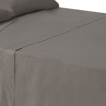 Sábana Encimera Gris Algodón / Poliéster Clásico Cama De 150 Cm