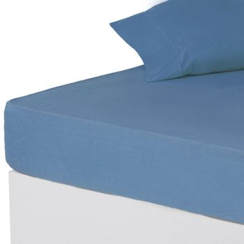 Sábana Bajera Azul Algodón / Poliéster Clásico Cama De 150 Cm