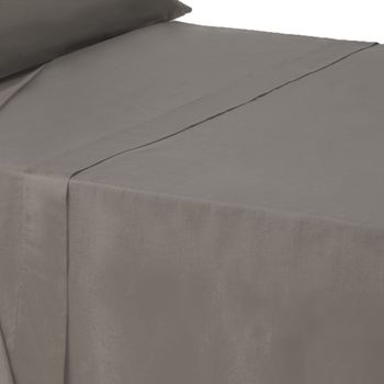 Sábana Encimera Gris Algodón / Poliéster Clásico Cama De 135 Cm