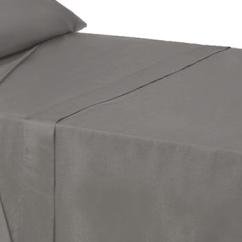 Sábana Encimera Gris Algodón / Poliéster Clásico Cama De 90cm