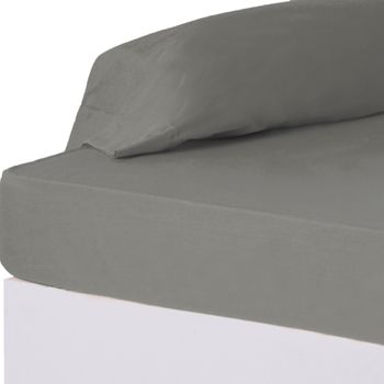 Sábana Bajera Gris Algodón / Poliéster Clásico Cama De 90 Cm