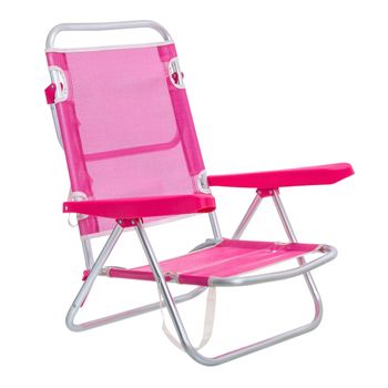 Silla De Playa Con Brazos Reclinable Rosa De Aluminio De 80x61x47 Cm