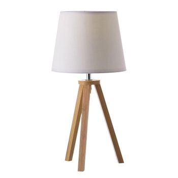 Lámpara De Mesa Nórdica De Madera Blanca De 20x41 Cm