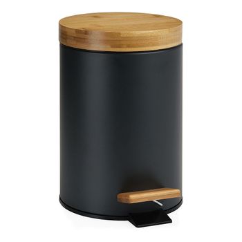 Papelera Pedal Negra/bambu 3l Andrea House