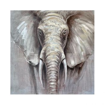 Cuadro Lienzo - Pintura Original Elefante 80x80cm