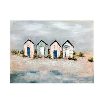 Cuadro Lienzo - Pintura Original Casas Playa 1 40x50cm