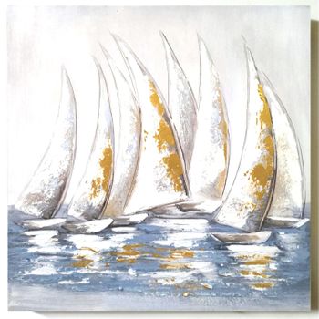 Cuadro Lienzo - Pintura Original Barcos 1 60x60cm