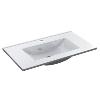 Lavamanos Para Mueble De Baño Aseo Lavabo De Pmma Color Blanco Brillo 81x13x46cm