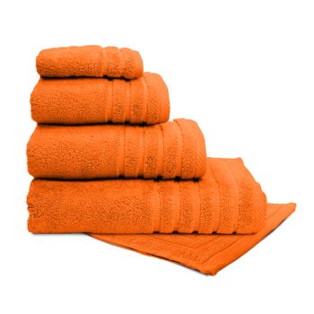 Juego De Toallas Naranja 100% Algodón Orgánico De 550 Gramos. Extrasuaves Y Absorventes.