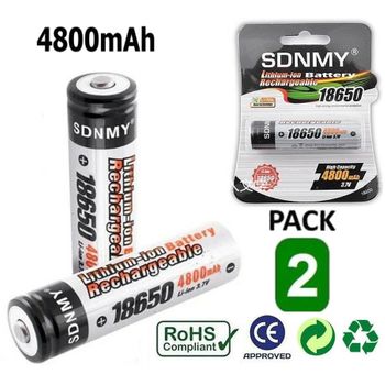 2x Pilas Punta Plana 18650 Recargables 3200mAh / 3.7V LinQ para