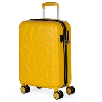 Maleta Cabina Puerto Usb Abs Trolley 55cms 4 Ruedas Dobles Candado Tsa 171150 Mostaza