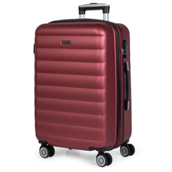 Maleta De Viaje Mediana Expandible Abs Trolley 60cm 4 Ruedas Dobles Simoa 71260 Granate