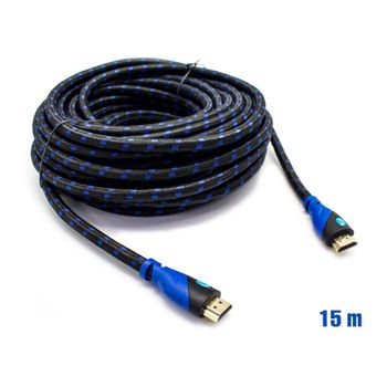 Cable Hdmi Mallado V.1.4 M/m 26awg Azul/negro 15m Biwond