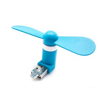 Mini Ventilador 2 En 1 Usb+microusb Universal Azul