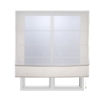 Estor Plegable Con Varillas Estor Textil Traslúcido Rayas Blanco 90 X 250 Cm