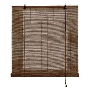 Estor De Bambú, Estores Enrollables De Bambú Natural Marrón Oscuro, 90 X 175cm