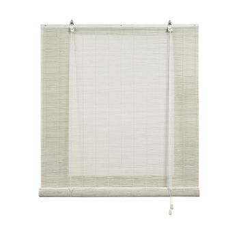 Estores De Bambú, Estor Enrollable De Bambú Natural Exterior E Interior Blanco, 90 X 175 Cm