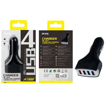 Cargador Quick Charge 3.0 Mechero 4 Puertos Negro (salida =