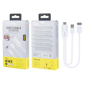 Cable 3 En 1 Micro Usb/type C=> Hdmi Blanco (1.8m)