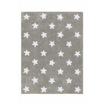 Alfombra De Algodón Con Diseño De Estrella Gris 120 X 160 Cm