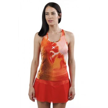 Camiseta De Padel Sin Mangas Drop Shot Maira Mujer 2023 Naranja Estampado