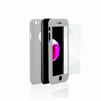Funda De Protección 360 Con Cristal Templado Para Iphone 7/8 Plus Plata
