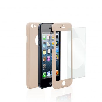 Funda De Protección 360 Con Cristal Templado Para Iphone 5 Oro