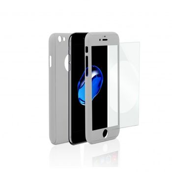 Funda De Protección 360 Con Cristal Templado Para Iphone 7 Plata