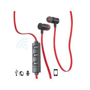 Auricular Wireless Magnético Negro-rojo