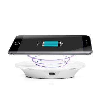 Cargador Inalambrico Redondo Con Receptor Qi Usb-c Blanco