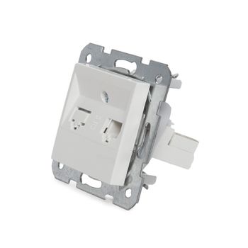 Toma De Teléfono Panasonic Karre 1 X Rj11 - Bastidor Metálico Garras - Tapa Frontal Blanca