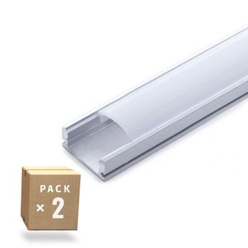 Pack 2 Perfil De Aluminio Para Leds Difusor Opal Tira 2m