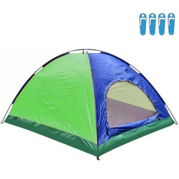 Tienda De Campaña Para 4 Personas Impermeable Acampar Camping Carpa Tipo Iglu Azul-verde