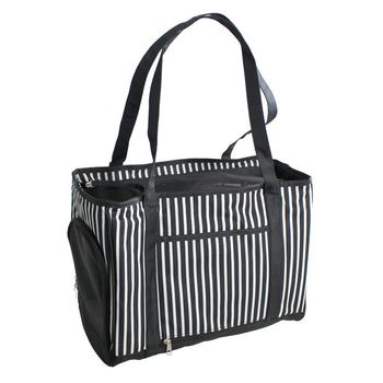 Bolso Transportin Para Perros Y Gatos Yatek Con Malla Protectora Interior Y Apertura Lateral De Color Blanco Y Negro