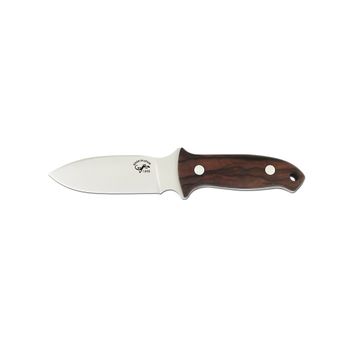 Cuchillo Salamandra Con Mango Ebano, Hoja De Acero De 11,5 Cm, Total 21 Cm, Funda De Cuero Incluida De Color Marrón, 206111 + Pañuelo Desenfunda